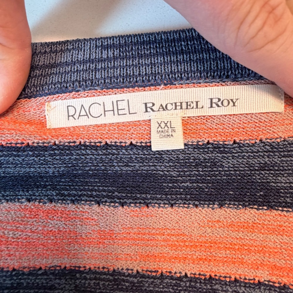 Rachel Rachel Roy Womens XXL Navy Orange Striped Strapless Maxi Tube Dress - Picture 3 of 5